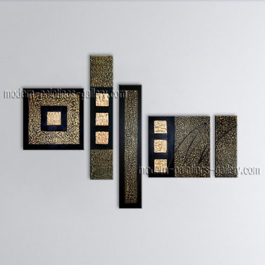 Hand-painted Pentaptych Modern Abstract Painting Wall Art Inner Stretched