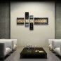 Hand Painted 4 Pieces Modern Abstract Painting Wall Art Inner Stretched