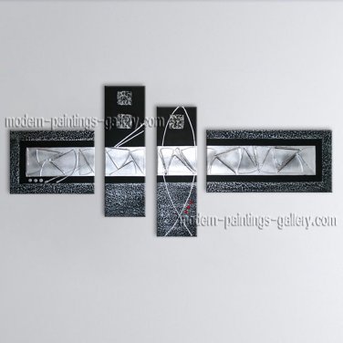 Hand-painted Tetraptych Modern Abstract Painting Wall Art Inner Stretched