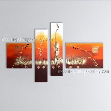 Hand-painted Tetraptych Modern Abstract Painting Wall Art Artist Artworks