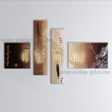 Hand Painted Tetraptych Modern Abstract Painting Wall Art Artwork Images
