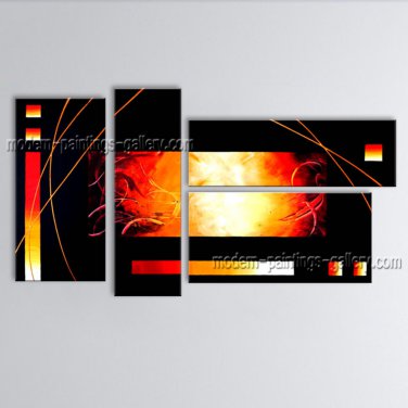 Hand-painted 4 Pieces Modern Abstract Painting Wall Art Ready To Hang
