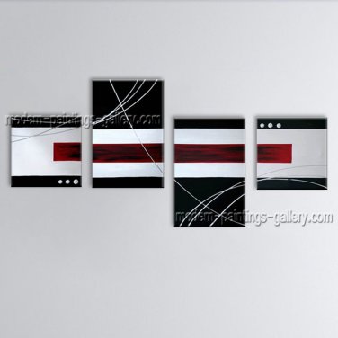 Hand-painted 4 Pieces Modern Abstract Painting Wall Art Gallery Wrapped