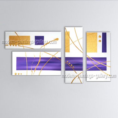 Hand Painted Tetraptych Modern Abstract Painting Wall Art Inner Stretched