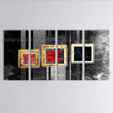 Hand-painted 4 Pieces Modern Abstract Painting Wall Art On Canvas Artworks