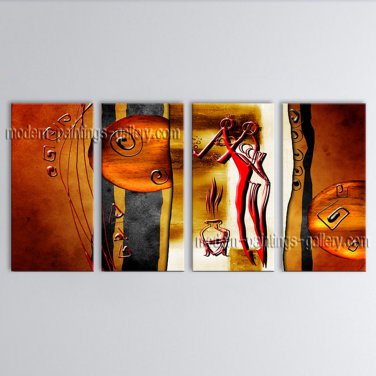 Tetraptych Modern Abstract Painting Wall Art Figure Artwork Pictures