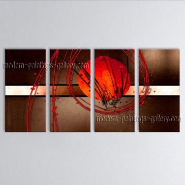 Hand Painted 4 Pieces Modern Abstract Painting Wall Art On Canvas Artworks