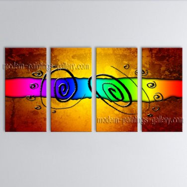 Hand-painted 4 Pieces Modern Abstract Painting Wall Art Oil On Canvas