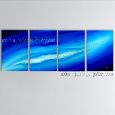 Hand Painted 4 Pieces Modern Abstract Painting Wall Art Inner Stretched