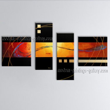 Hand Painted 4 Pieces Modern Abstract Painting Wall Art Contemporary Decor
