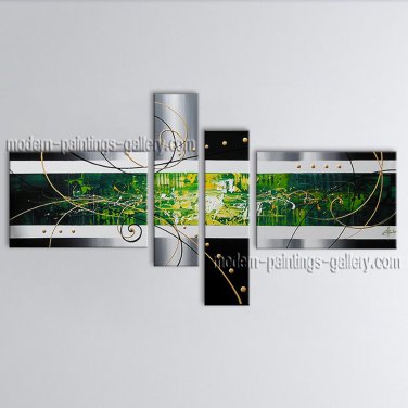 Hand-painted 4 Pieces Modern Abstract Painting Wall Art On Canvas Artworks