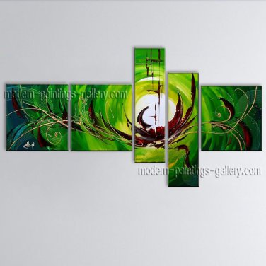 Hand Painted 5 Pieces Modern Abstract Painting Wall Art Interior Design