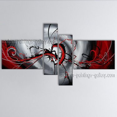 Hand Painted 4 Pieces Modern Abstract Painting Wall Art Artwork Pictures