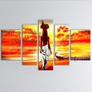Pentaptych Modern Abstract Painting Wall Art Figure Inner Stretched