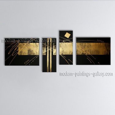 Hand-painted Tetraptych Modern Abstract Painting Wall Art Interior Design