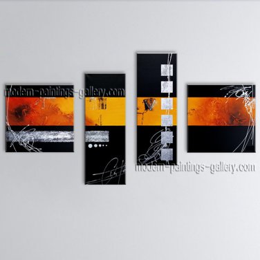 Hand-painted 4 Pieces Modern Abstract Painting Wall Art Contemporary Decor