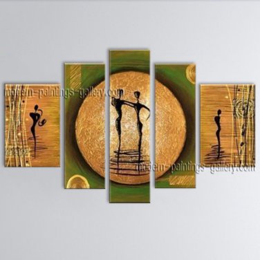 Handmade 5 Pieces Modern Abstract Painting Wall Art Figure Gallery Wrapped
