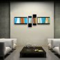 Hand Painted 4 Pieces Modern Abstract Painting Wall Art Inner Stretched