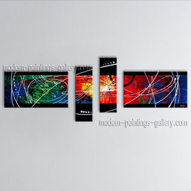 Hand Painted 4 Pieces Modern Abstract Painting Wall Art Artist Artworks