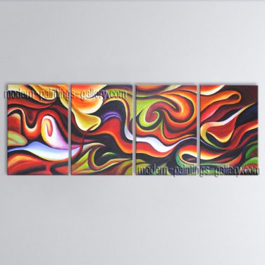 Hand Painted 4 Pieces Modern Abstract Painting Wall Art Artwork Images