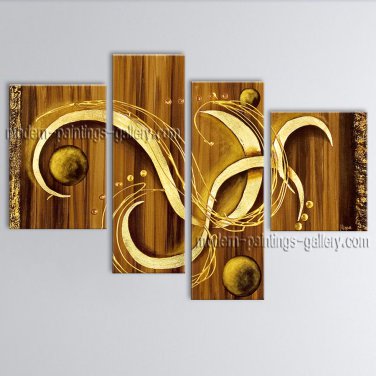 Hand Painted 4 Pieces Modern Abstract Painting Wall Art Ready To Hang