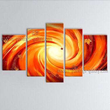 Hand Painted 5 Pieces Modern Abstract Painting Wall Art Inner Stretched