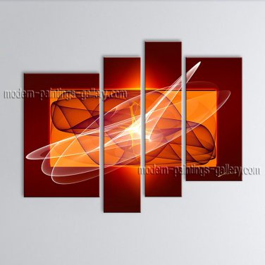 Hand-painted 4 Pieces Modern Abstract Painting Wall Art Oil On Canvas