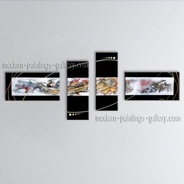 Hand-painted Tetraptych Modern Abstract Painting Wall Art Inner Stretched