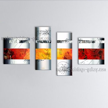 Hand-painted 4 Pieces Modern Abstract Painting Wall Art Interior Design