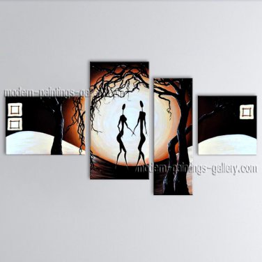 Hand-painted Large Modern Abstract Painting Wall Art Figure Inner Framed