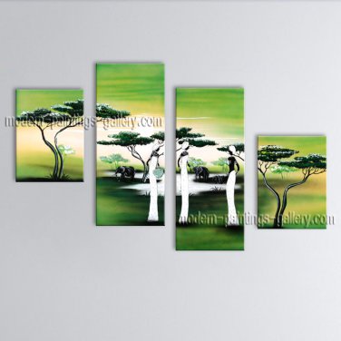 4 Pieces Modern Abstract Painting Wall Art Figure Contemporary Decor