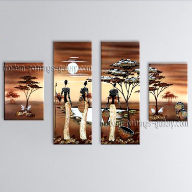 Tetraptych Modern Abstract Painting Wall Art Figure On Canvas Artworks