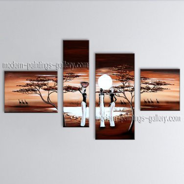 Handmade 4 Pieces Modern Abstract Painting Wall Art Figure Artist Artworks