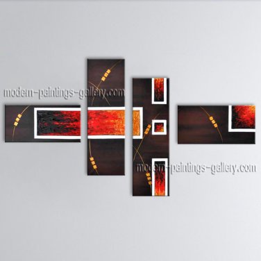 Hand Painted Tetraptych Modern Abstract Painting Wall Art Artwork Pictures