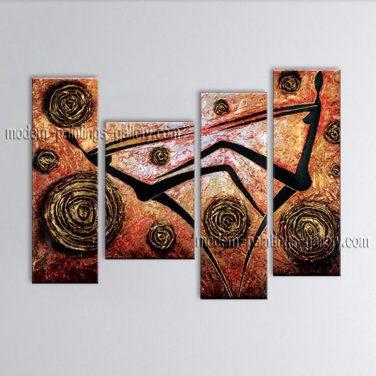 Tetraptych Modern Abstract Painting Wall Art Figure Artwork Images