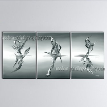 Hand Painted Triptych Modern Abstract Painting Wall Art Oil On Canvas