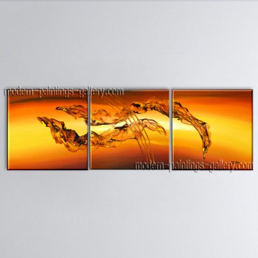 Hand Painted Triptych Modern Abstract Painting Wall Art Inner Framed