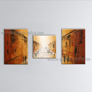 Hand Painted Triptych Modern Abstract Painting Wall Art Decoration Ideas