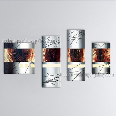 Hand-painted 4 Pieces Modern Abstract Painting Wall Art Interior Design