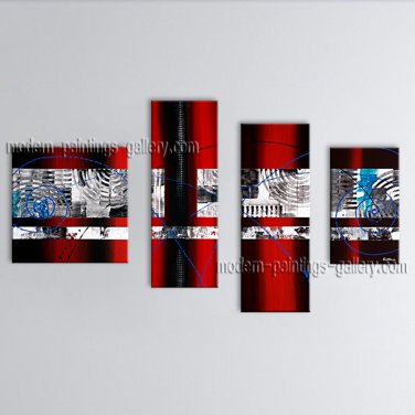 Hand-painted 4 Pieces Modern Abstract Painting Wall Art Artwork Pictures