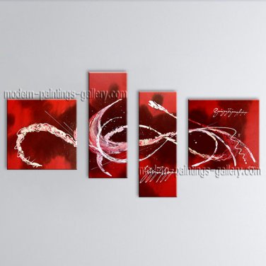 Hand Painted 4 Pieces Modern Abstract Painting Wall Art Decoration Ideas