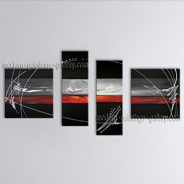 Hand Painted Tetraptych Modern Abstract Painting Wall Art Artist Artworks
