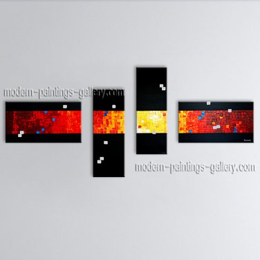 Hand Painted 4 Pieces Modern Abstract Painting Wall Art On Canvas Artworks