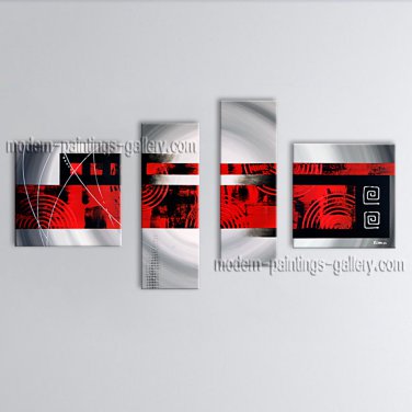 Hand Painted Tetraptych Modern Abstract Painting Wall Art Gallery Wrapped