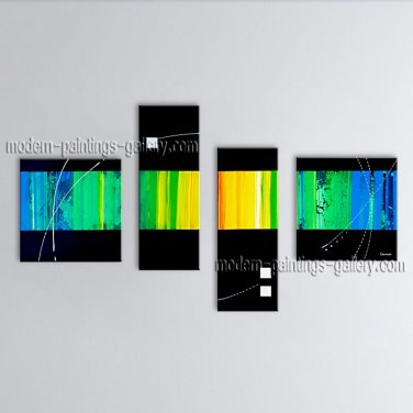 Hand Painted 4 Pieces Modern Abstract Painting Wall Art Artwork Pictures