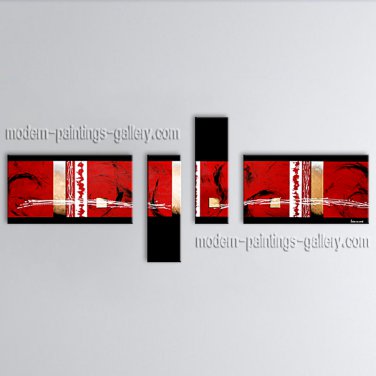 Hand Painted 4 Pieces Modern Abstract Painting Wall Art Oil On Canvas