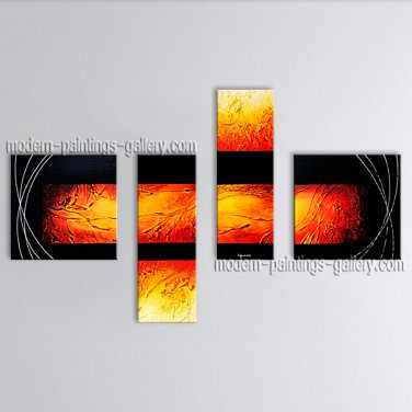 Hand Painted 4 Pieces Modern Abstract Painting Wall Art Artwork Images