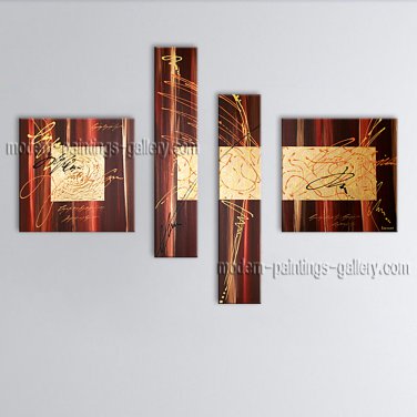 Hand-painted Tetraptych Modern Abstract Painting Wall Art Gallery Wrapped