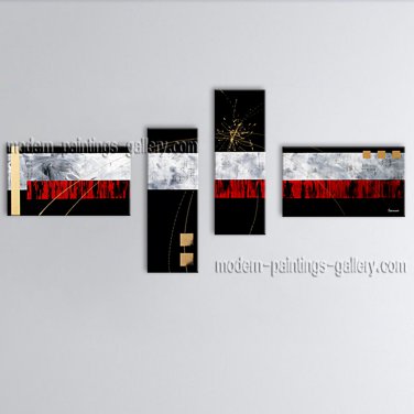 Hand Painted 4 Pieces Modern Abstract Painting Wall Art Ready To Hang