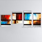 Hand Painted 4 Pieces Modern Abstract Painting Wall Art Inner Framed
